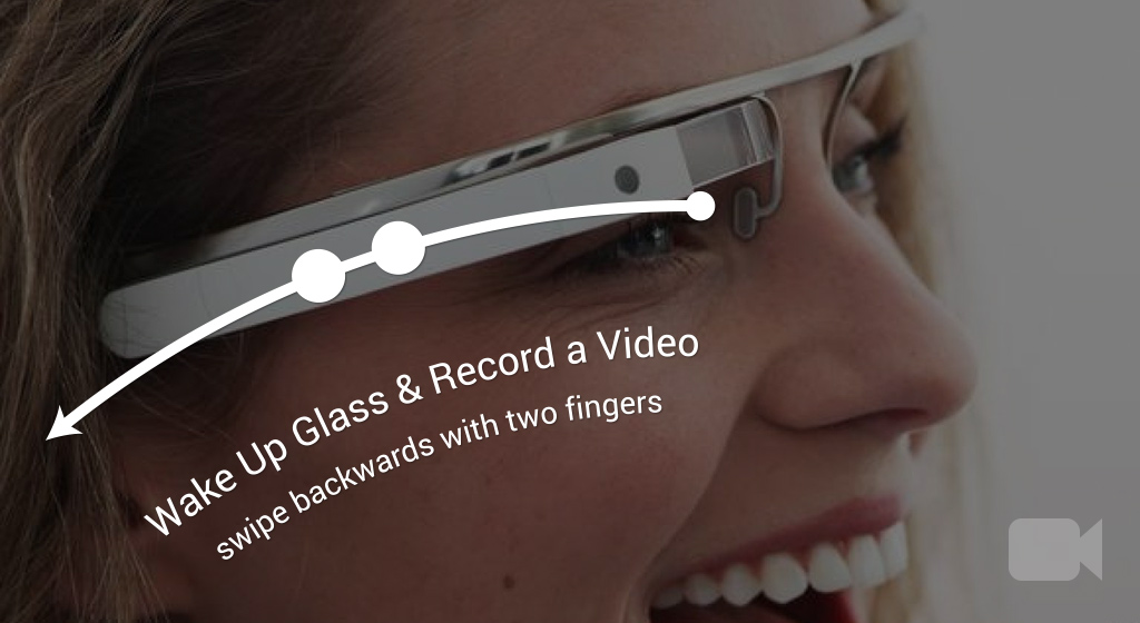 Swipe backwards with two-fingers to wake up Glass & record instant video